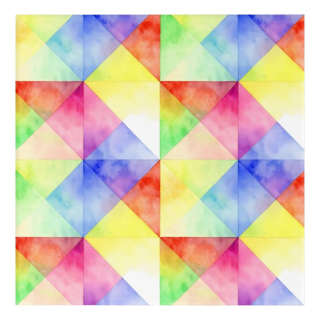 Watercolor Rainbow Diamond Quilt Pattern Acrylic Print (Front)