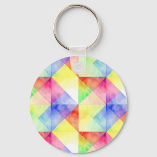 Watercolor Rainbow Diamond Quilt Pattern Keychain