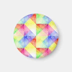 Watercolor Rainbow Diamond Quilt Pattern Magnet