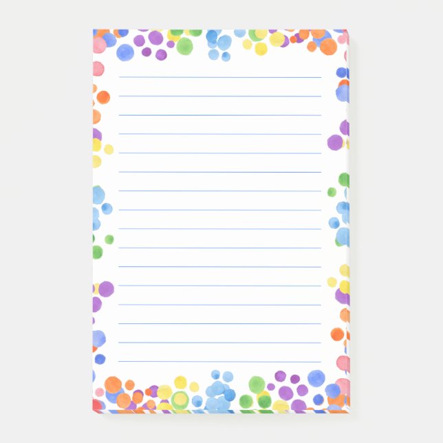 Watercolor Rainbow Dots  Notepad (Front)