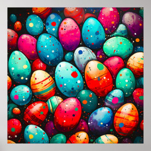 Watercolor Rainbow Easter Eggs Poster