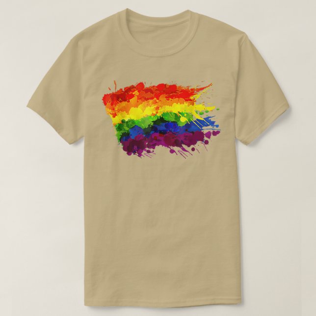 Watercolor Rainbow Flag Gay Pride LGBT Month  T-Shirt (Design Front)