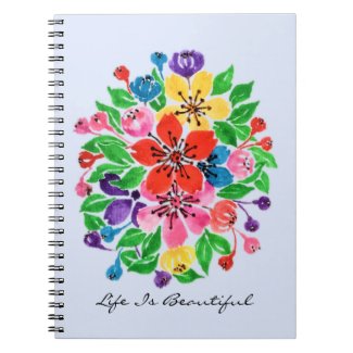 Watercolor Rainbow Flowers Notebook