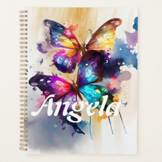 Watercolor Rainbow Fluttering Butterflies Planner