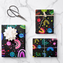 Watercolor Rainbow Galaxy Birthday Colorful Girls Wrapping Paper Sheets