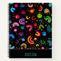 Watercolor Rainbow Galaxy Personalized Girls Notebook