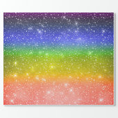 Watercolor Rainbow Galaxy Stars & Falling Snow Wrapping Paper (Flat)