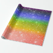 Watercolor Rainbow Galaxy Stars & Falling Snow Wrapping Paper (Unrolled)