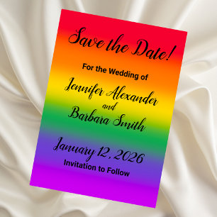 Watercolor Rainbow Gay Pride Save the Date Card
