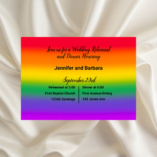 Watercolor Rainbow Gay Pride Wedding Rehearsal Invitation