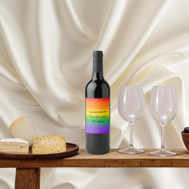 Watercolor Rainbow Gay Pride Wine Labels (Creator Uploaded)