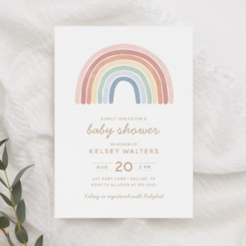 Watercolor Rainbow Gender Neutral Baby Shower Invi Invitation by LittleFolkPrintables at Zazzle