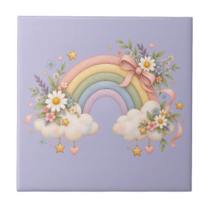 Watercolor Rainbow Gift – Charming Cloud Ceramic Tile