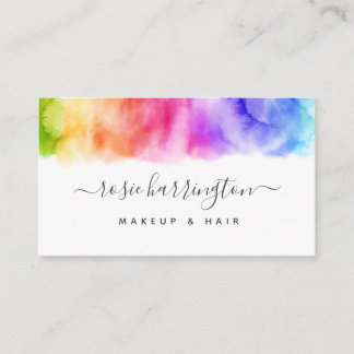 Watercolor Rainbow Girly Business Card