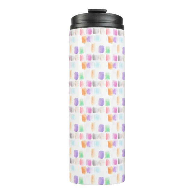 Watercolor Rainbow Hand Painted Strokes Party  Thermal Tumbler (Front)