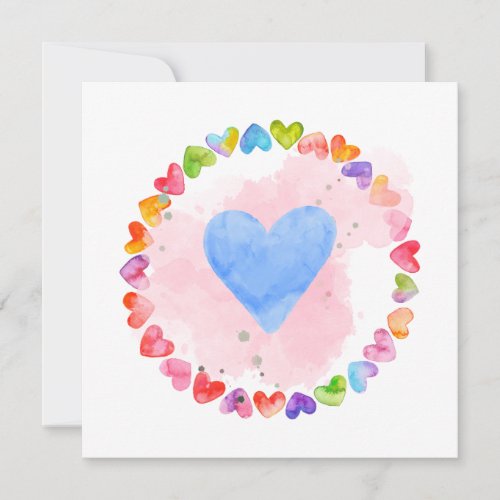 Watercolor Rainbow Heart Card