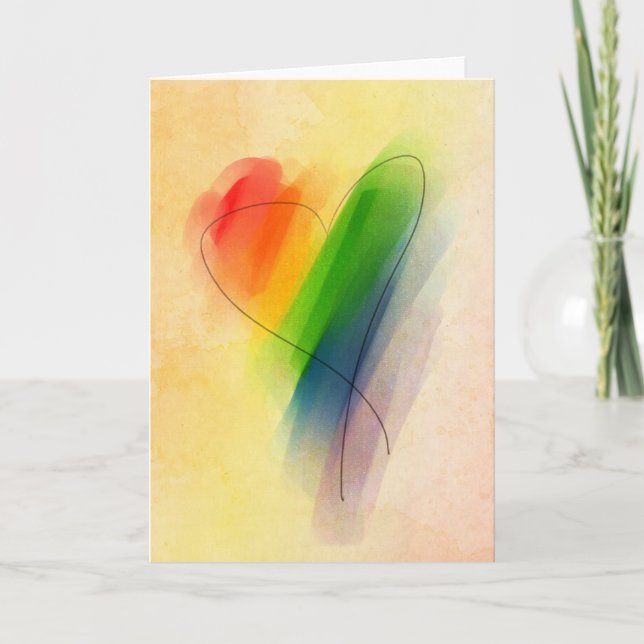 Watercolor Rainbow Heart Card (Front)