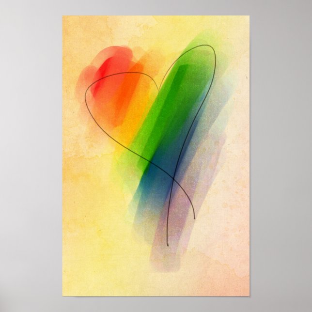 Watercolor Rainbow Heart Poster (Front)