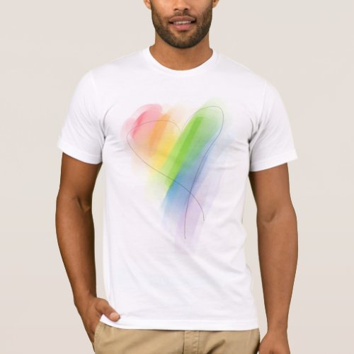 Watercolor Rainbow Heart T_Shirt