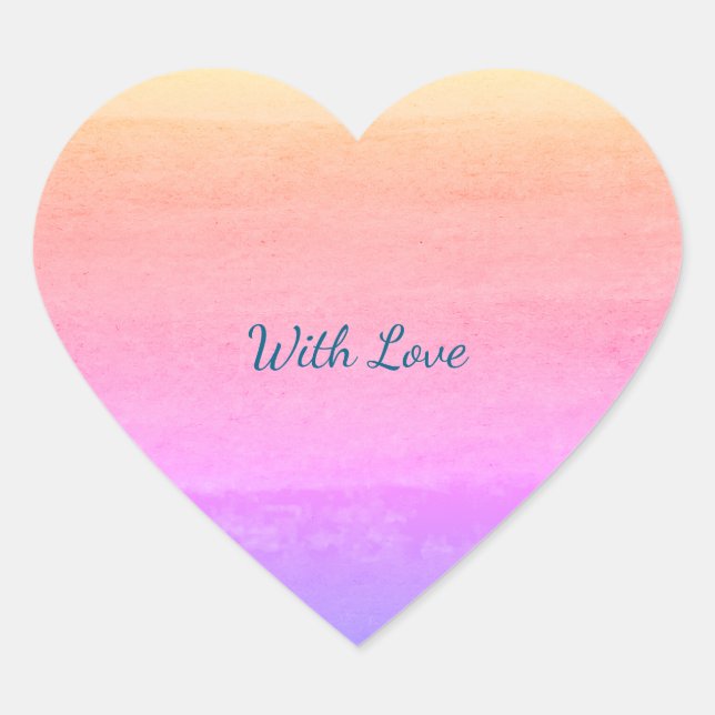 Watercolor Rainbow Heart "With Love" Sticker (Front)