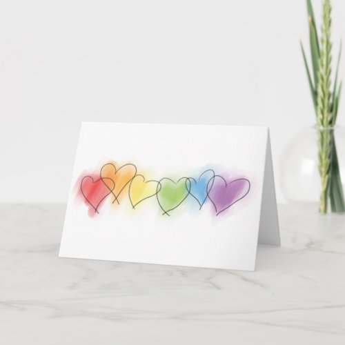 Watercolor Rainbow Hearts Card