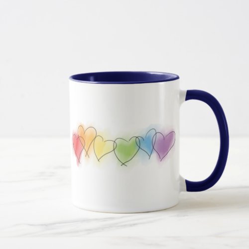 Watercolor Rainbow Hearts Mug