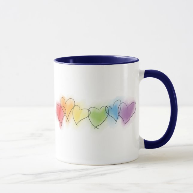 Watercolor Rainbow Hearts Mug (Right)