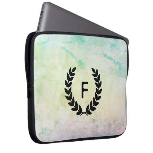 Watercolor Rainbow Laptop Case with Monogram Zazzle
