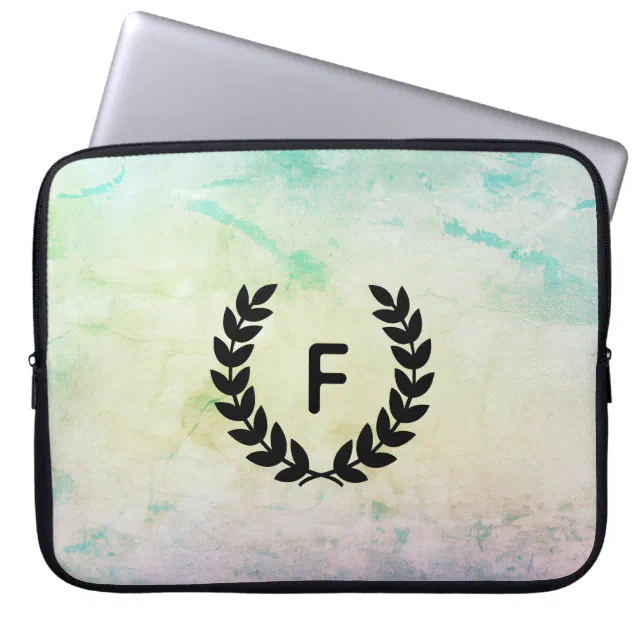 Watercolor Rainbow Laptop Case with Monogram Zazzle