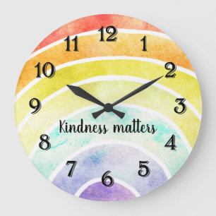 Watercolor Rainbow Large Clock