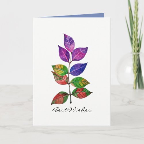 Watercolor Rainbow Leaves Card