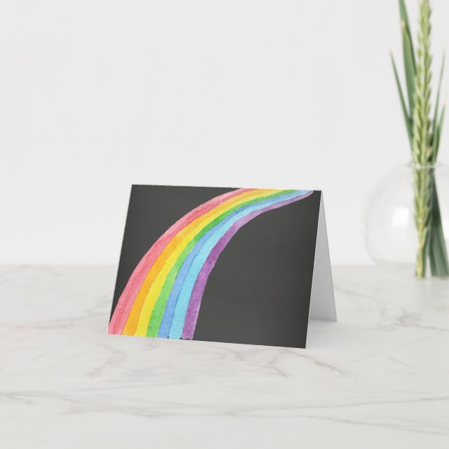 Watercolor Rainbow Letterpress Thank You Card (Front)