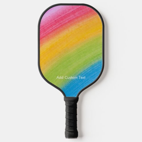 Watercolor Rainbow LGBTQ Add Your Custom Text Pickleball Paddle