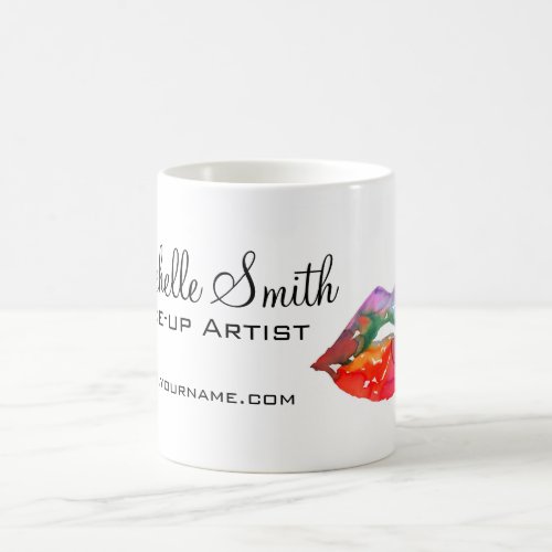 Watercolor rainbow lips makeup branding coffee mug