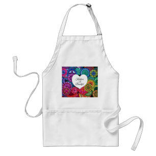 Watercolor Rainbow Mandala With Heart Adult Apron