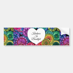Watercolor Rainbow Mandala With Heart Bumper Sticker