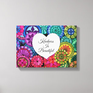 Watercolor Rainbow Mandala With Heart Canvas Print