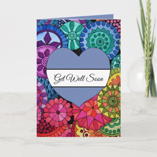 Watercolor Rainbow Mandala With Heart Card