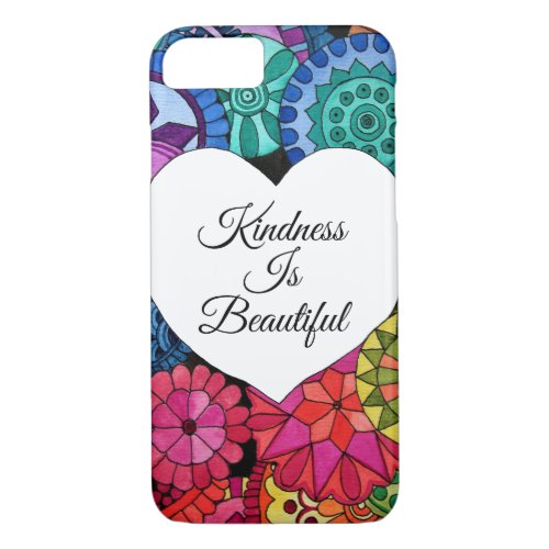 Watercolor Rainbow Mandala With Heart iPhone 87 Case