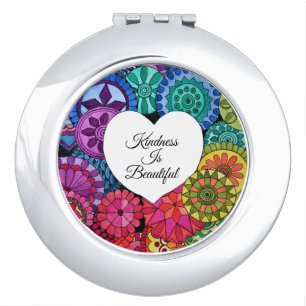 Watercolor Rainbow Mandala With Heart Compact Mirror