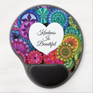 Watercolor Rainbow Mandala With Heart Gel Mouse Pad