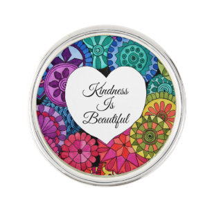 Watercolor Rainbow Mandala With Heart Lapel Pin