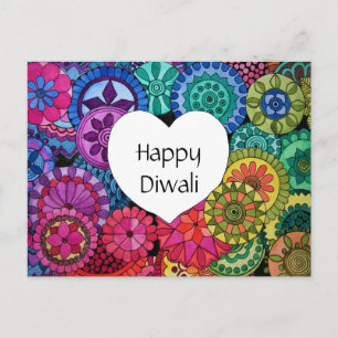 Watercolor Rainbow Mandala With Heart Postcard