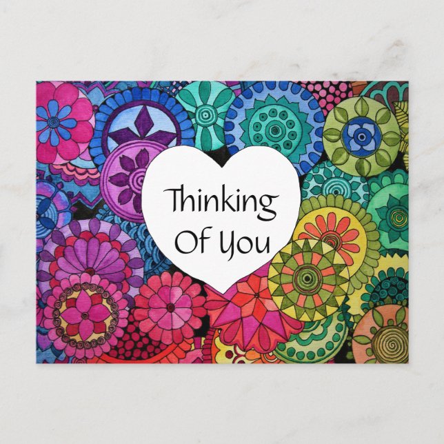 Watercolor Rainbow Mandala With Heart Postcard (Front)