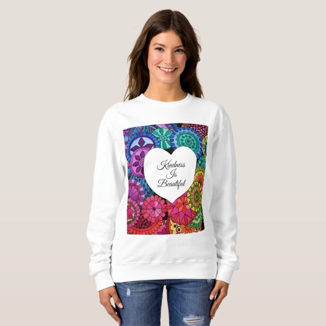 Watercolor Rainbow Mandala With Heart Sweatshirt (Front Full)