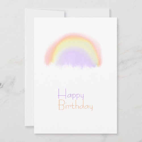 Watercolor rainbow modern birthday card for her