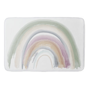Watercolor Rainbow Muted Colors Boho Chic Shower Bath Mat