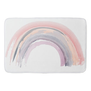 Watercolor Rainbow Muted Colors Boho Chic Shower Bath Mat
