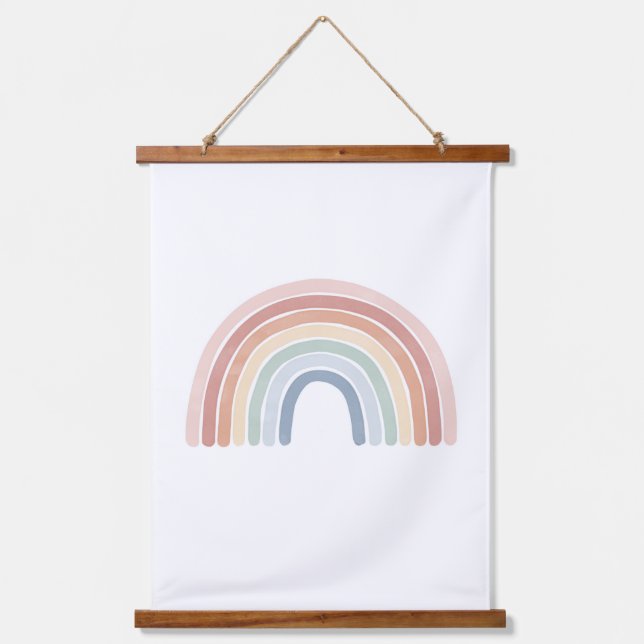 Watercolor Rainbow Nursery Hanging Tapestry (Front)