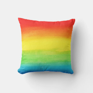 Watercolor Rainbow Ombre Red Blue Mom Birthday Outdoor Pillow